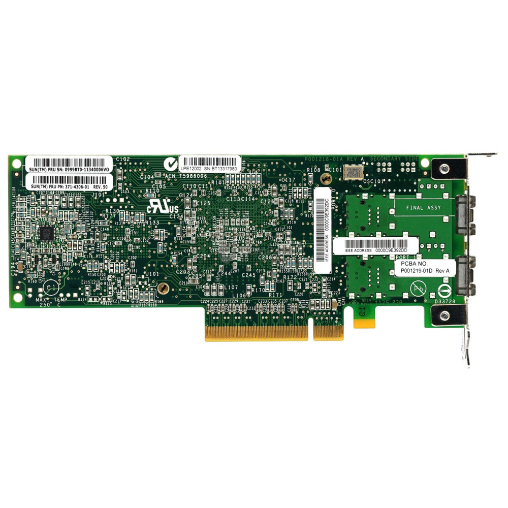 371-4306-01 LP SUN EMULEX DUAL PORT 8GB SFP FC ADAPTER LOW PROFILE